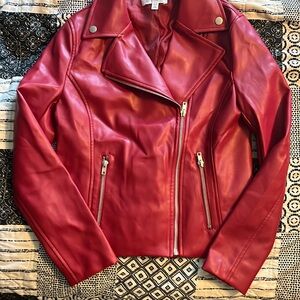 Faux leather jacket, red size xs
